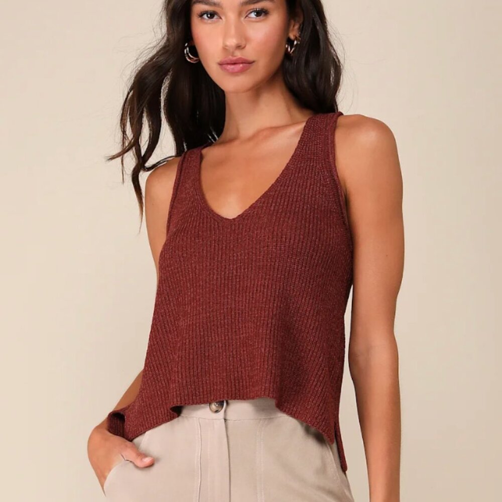 Lulu's Perfect Potential V-Neck Sweater Tank Top